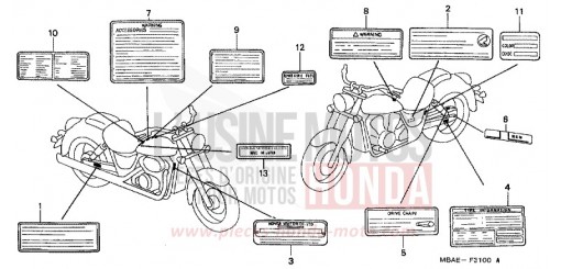 ETICHETTA DI AVVERTIMENTO VT750CY di 2000
